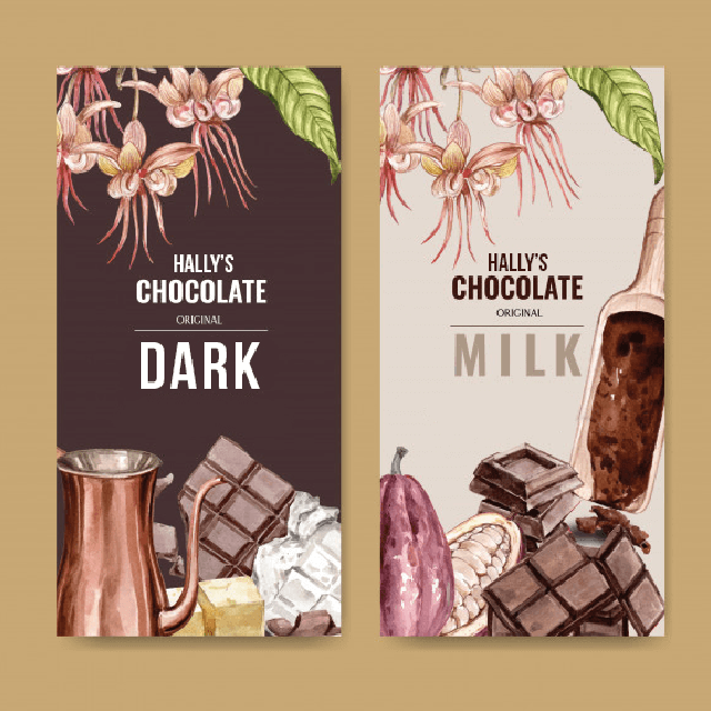 hally's dark and milk chocolate packaging design