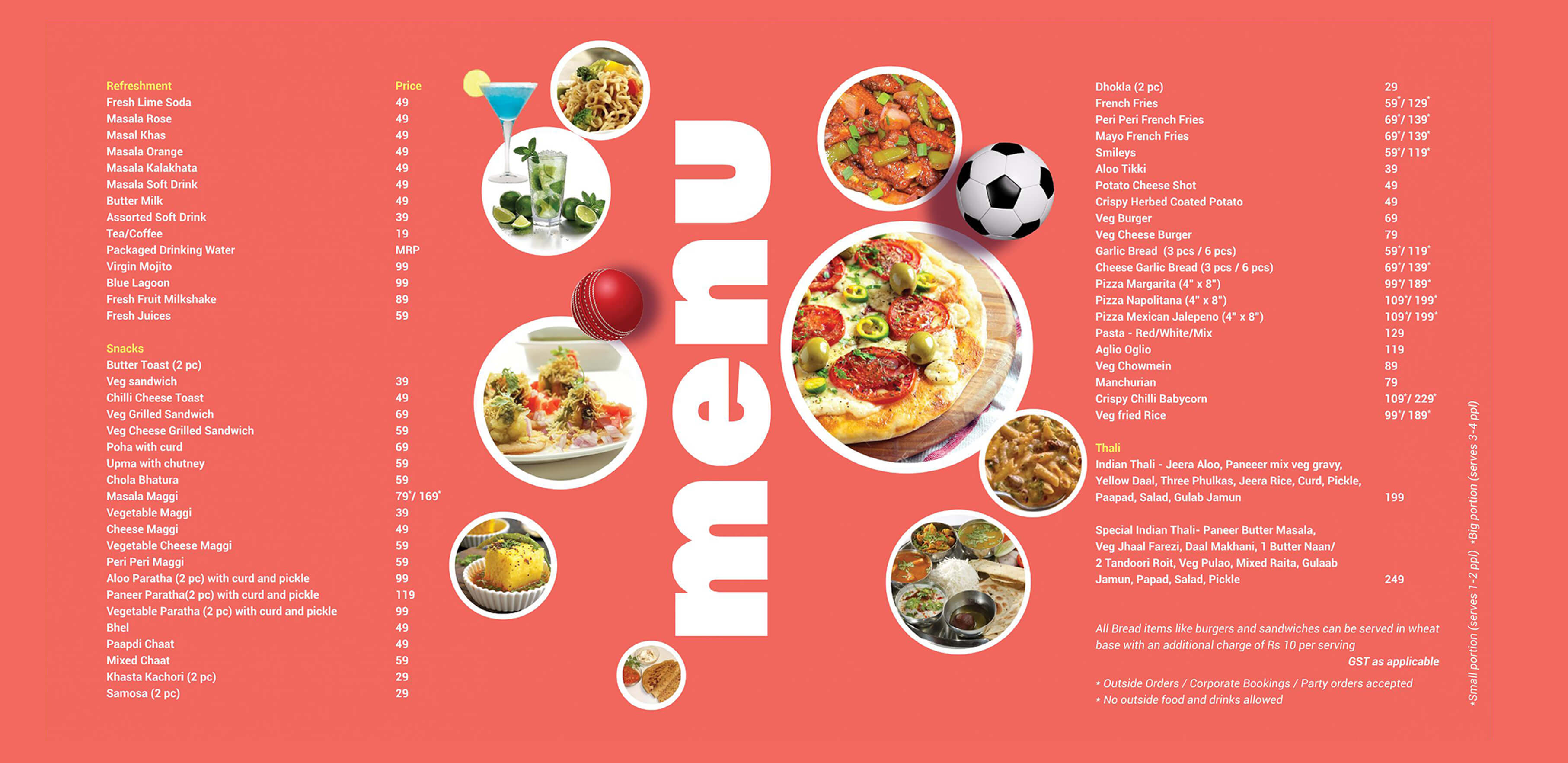 food menu design with red background